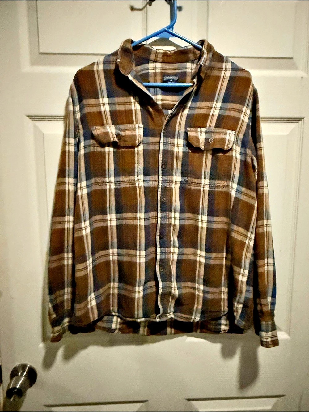 Faded Glory Plaid Cotton Shirt Size Medium